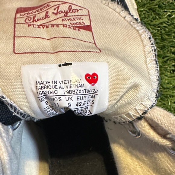 Commes Des Garcons X Converse Black and Cream High-Top Kids Sneakers - Picture 5 of 5